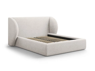 Łóżko do sypialni Miley II szare tapicerowane z pojemnikiem 160x200 nowoczesne glamour