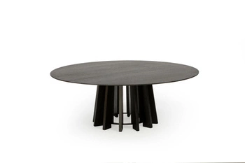 Stolik kawowy okrągły TAVLE czarny dąb 100 cm nowoczesny drewniany do salonu NORDIFRA