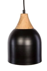 Lampa wisząca Beta czarna nowoczesna z dębowym wykończeniem nad stół do kuchni NORDIFRA