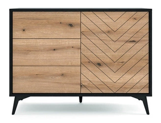 Komoda Fargo 104 cm z szufladami w jodełkę, skandynawska komoda do salonu na nóżkach