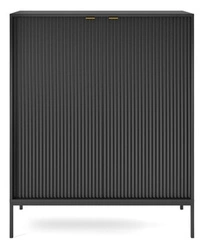 Komoda Delicious wysoka czarna ryflowana na nóżkach 104 cm nowoczesna do salonu Intesi