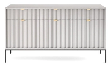 Komoda Delicious ryflowana szara 154 cm z szufladami nowoczesna na nóżkach do salonu Intesi